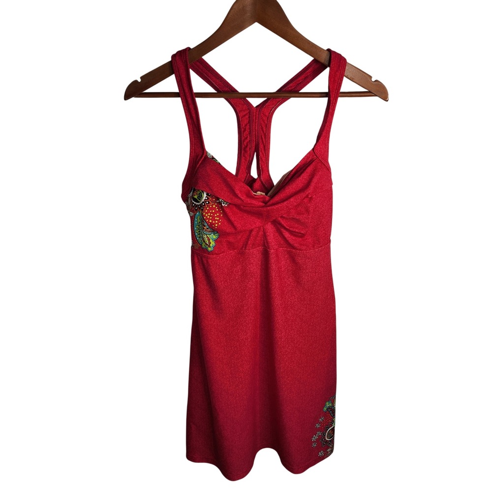 Athleta‎ Salina Racerback Athletic Swim Dress Womens Size Small Red Floral Print
